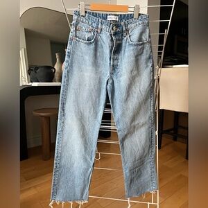 Zara Women’s High-Waisted, Straight Leg, Ankle Length Jeans